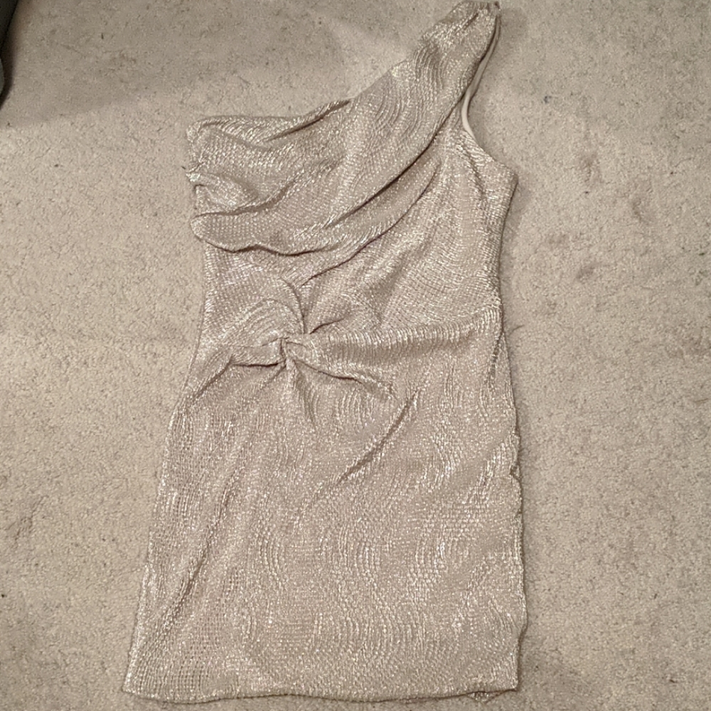 Gold Shimmer One-Shoulder Dress